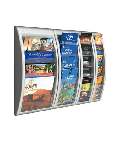 Espositore da parete 4 Tasche A4-orizzontali GrigioQuick Fit System K540605 PAPERFLOW PORTADEPLIANT DA PARETE