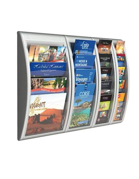 Espositore da parete 4 Tasche A4-orizzontali GrigioQuick Fit System K540605 PAPERFLOW PORTADEPLIANT DA PARETE