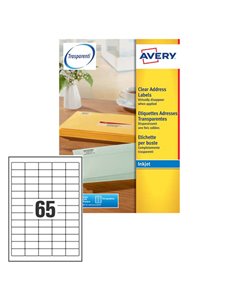 Etichetta adesiva J8651 bianca 25fg A4 38,1X21,2mm (65et/fg) inkjet Avery J8651-25 AVERY ETICHETTE IN FOGLIETTI
