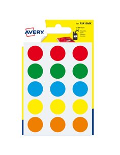 Blister 90 etichetta adesiva tonda PSA col.ass. Ø19mm Avery PSA19MX AVERY ETICHETTE USO DEDICATO