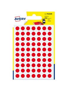 Blister 490 etichetta adesiva tonda PSA rosso Ø8mm Avery PSA08R AVERY ETICHETTE USO DEDICATO