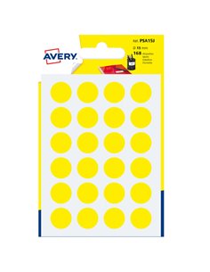 Blister 168 etichetta adesiva tonda PSA giallo Ø15mm Avery PSA15J AVERY ETICHETTE USO DEDICATO