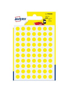 Blister 490 etichetta adesiva tonda PSA giallo Ø8mm Avery PSA08J AVERY ETICHETTE USO DEDICATO
