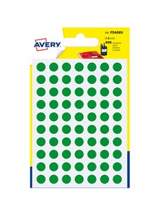 Blister 490 etichetta adesiva tonda PSA verde Ø8mm Avery PSA08V AVERY ETICHETTE USO DEDICATO