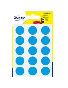 Blister 90 etichetta adesiva tonda PSA blu Ø19mm Avery PSA19B