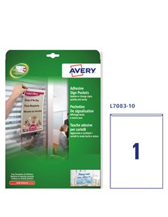 Conf. 10 Tasche adesive A4-21x29,7cm L7083 Avery L7083-10 AVERY ETICHETTE CARTA COPY-LASER-INKJET