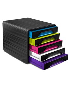 Cassettiera 5 cassetti standard nero/multicolori 7-111 Smoove Cep 1071110411 CEP CASSETTIERE DA SCRIVANIA