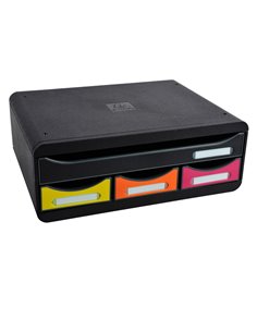 Cassettiera Toolbox 4 cassetti nero/arlecchino Exacompta 319798D EXACOMPTA CASSETTIERE DA SCRIVANIA