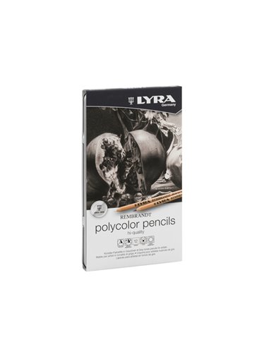 ASTUCCIO METALLO assortimento 12 matite grigie REMBRANDT POLYCOLOR Lyra L2001122