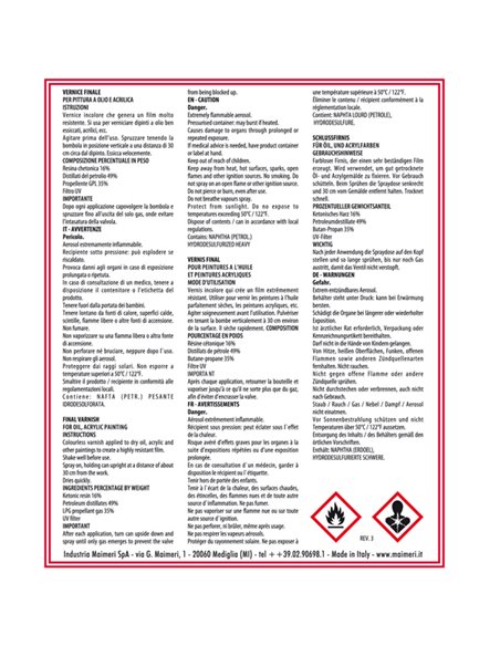 Bombola 400 ml vernice finale lucido spray Maimeri M5832669 MAIMERI TEMPERE VERNICI E ACQUERELLI