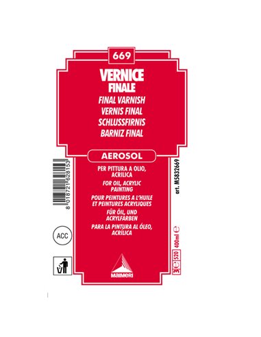 Bombola 400 ml vernice finale lucido spray Maimeri M5832669 MAIMERI TEMPERE VERNICI E ACQUERELLI