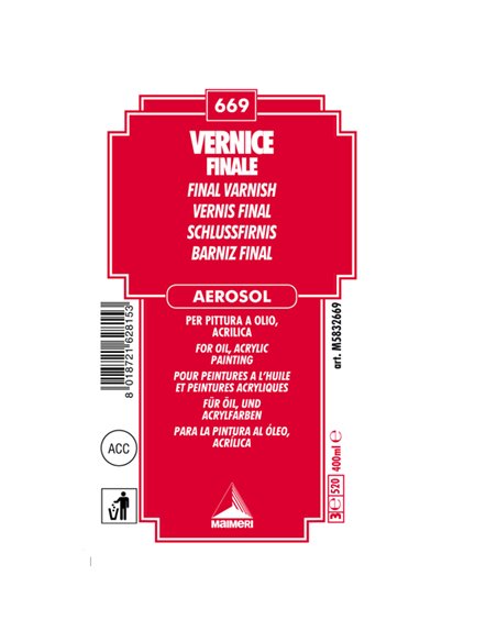 Bombola 400 ml vernice finale lucido spray Maimeri M5832669 MAIMERI TEMPERE VERNICI E ACQUERELLI