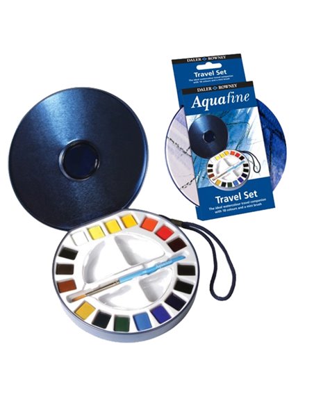 Acquerelli AQUAFINE Scatola met. 18 godet +pennello+2 tavolozze Daler Rowney D131900030 DALER ROWNEY TEMPERE VERNICI E ACQUER...
