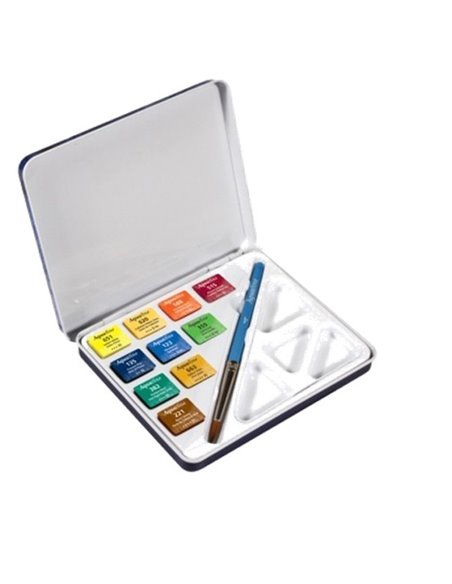 Acquerelli AQUAFINE Scatola met. 10 godet +pennello+tavolozza Daler Rowney D131900910
