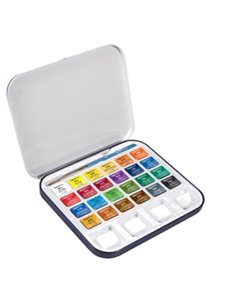 Acquerelli AQUAFINE Scatola met. 24 godet +pennello+tavolozza Daler Rowney D131900924 DALER ROWNEY TEMPERE VERNICI E ACQUERELLI