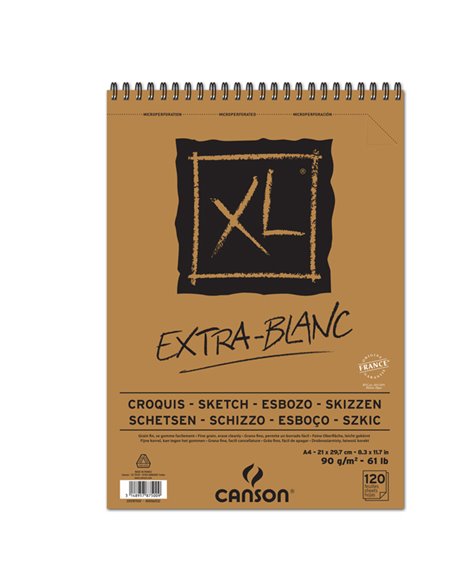 Album spiralato lato corto XL EXTRA WHITE A4 120 fg. 90 gr Canson 200787500 CANSON ALBUM E BLOCCHI DA DISEGNO