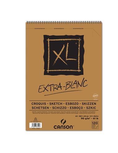 Album spiralato lato corto XL EXTRA WHITE A3 120 fg. 90 gr Canson 200787501