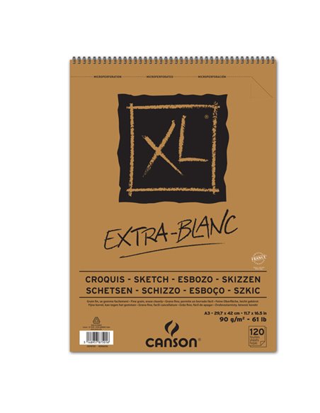 Album spiralato lato corto XL EXTRA WHITE A3 120 fg. 90 gr Canson 200787501