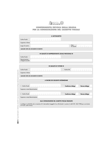 Modulo per conferimento/revoca deleghe cass.fisc. 29,7x21cm E0019 Edipro E0019