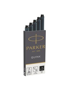 SCATOLA 5 CARTUCCE PARKER QUINK NERO PERMANENTE 1950382. PARKER INCHIOSTRO-CARTUCCE-CANCELLATORI