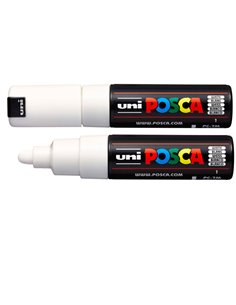 Marcatore UNI POSCA PC7M p.large 4,5-5,5mm bianco UNI MITSUBISHI M PC7M BI UNI MITSUBISHI A BASE D'ACQUA