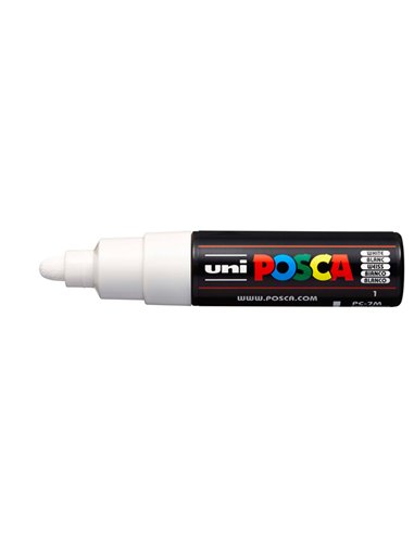 Marcatore UNI POSCA PC7M p.large 4,5-5,5mm bianco UNI MITSUBISHI M PC7M BI UNI MITSUBISHI A BASE D'ACQUA