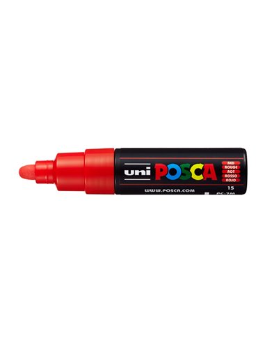 Marcatore UNI POSCA PC7M p.large 4,5-5,5mm rosso UNI MITSUBISHI M PC7M R UNI MITSUBISHI A BASE D'ACQUA