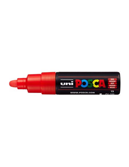 Marcatore UNI POSCA PC7M p.large 4,5-5,5mm rosso UNI MITSUBISHI M PC7M R UNI MITSUBISHI A BASE D'ACQUA