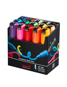 Astuccio 15 marcatori UNI POSCA PC7M p.large 4,5-5,5mm col. ass. UNI MITSUBISHI M PC7M 15C UNI MITSUBISHI A BASE D'ACQUA