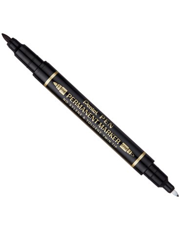 Marcatore permanente Twin Tip doppia punta F/EF nero Pentel N75W-AE