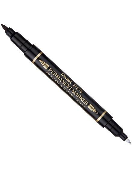 Marcatore permanente Twin Tip doppia punta F/EF nero Pentel N75W-AE