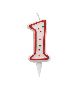 Candelina Zuccherino numero 1 - h. 8.5cm Big Party CC6031 BIG PARTY FESTONI E PALLONCINI