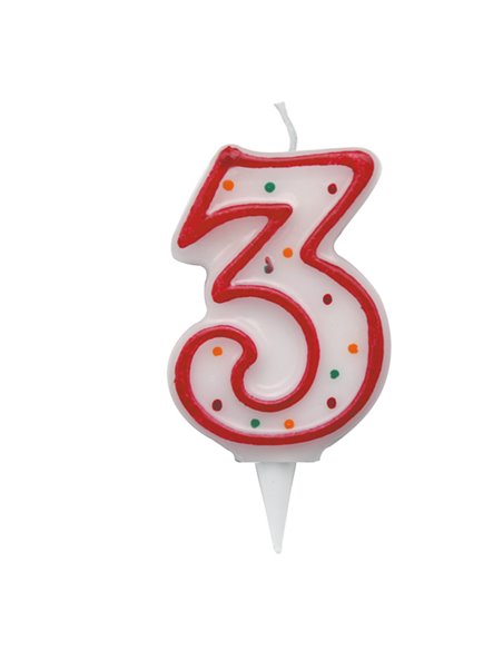 Candelina Zuccherino numero 3 - h. 8.5cm Big Party CC6033