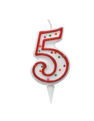 Candelina Zuccherino numero 5 - h. 8.5cm Big Party CC6035