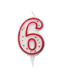 Candelina Zuccherino numero 6 - h. 8.5cm Big Party CC6036