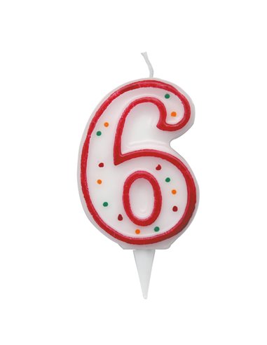 Candelina Zuccherino numero 6 - h. 8.5cm Big Party CC6036