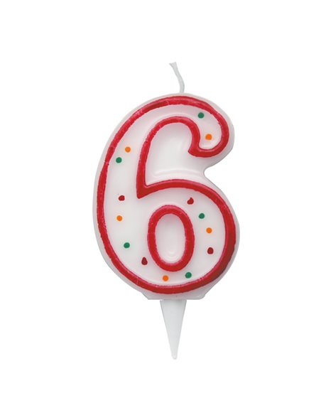 Candelina Zuccherino numero 6 - h. 8.5cm Big Party CC6036