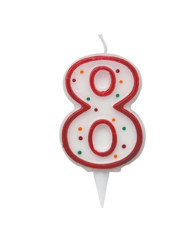 Candelina Zuccherino numero 8 - h. 8.5cm Big Party CC6038