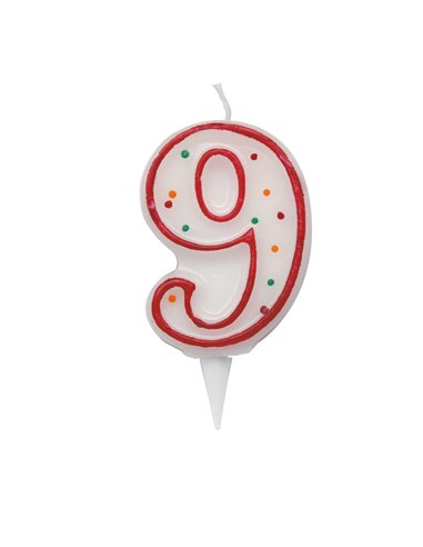 Candelina Zuccherino numero 9 - h. 8.5cm Big Party CC6039 BIG PARTY FESTONI E PALLONCINI