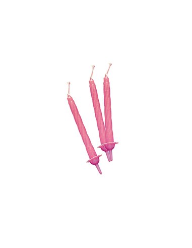 12 candeline c/supporto h. 8cm rosa Big Party 70401