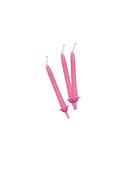 12 candeline c/supporto h. 8cm rosa Big Party 70401