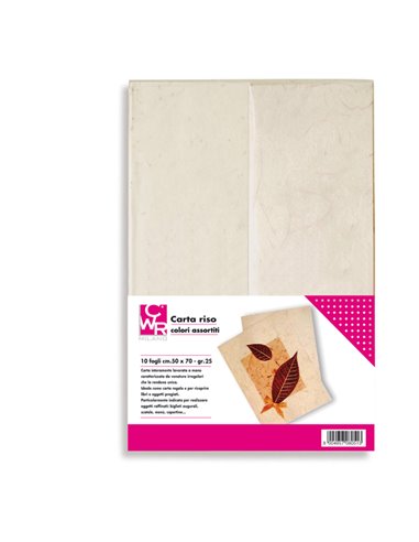 Confezione da 10 fogli carta riso 50x70cm colori assortiti CWR 10414 CWR ACCESSORI DIDATTICI E LAVORI MANUALI