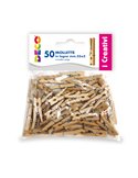 Confezione 50 mollettine in legno 25mm colore naturale DECO 11687