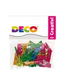 Confezione 45 mollettine in legno 25mm colori neon DECO 12023
