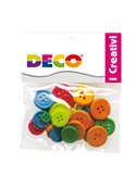 Confezione 30 bottoni in legno colori neon DECO 12027