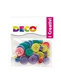 Confezione 30 bottoni in legno colori pastello DECO 12028