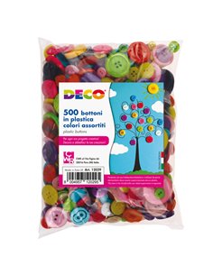 Confezione 650 bottoni in plastica colori assortiti DECO 12029 DECO ACCESSORI DIDATTICI E LAVORI MANUALI