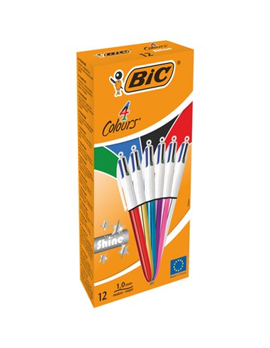 Scatola 12 penna sfera scatto 4 COLORI Shine 964775