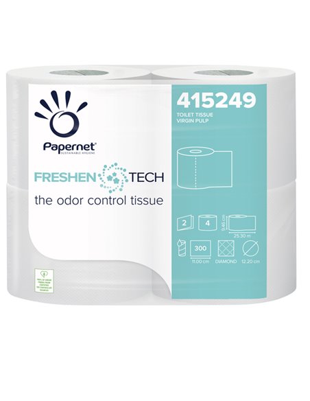 Pacco 4RT Carta igienica 2 veli 33,3mt 300 strappi Freshen Tech Papernet (delist 415249 PAPERNET CARTA IGIENICA