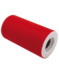 Tulle in rotolo 12,5cmx25mt rosso Big Party 85050. BIG PARTY CESTI REGALO E BOMBONIERE